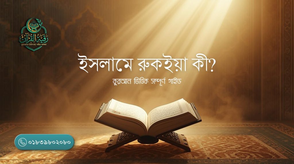Islamic Ruqyah healing concept with Quran and spiritual light